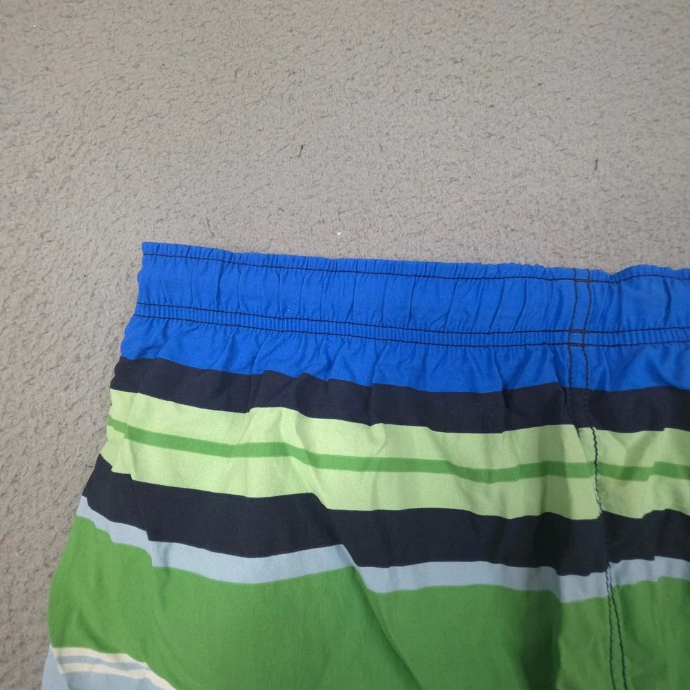 Vintage Nautica Swim Trunks Mens Large 34 Striped Blue Green Yellow Lined Shorts